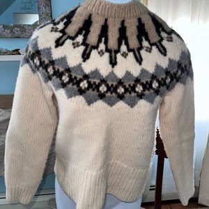 Ivory fair isle mock neck sweater